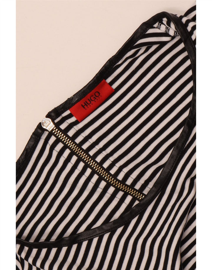 Top da donna a maniche lunghe Hugo Boss UK 12 medio nero a righe