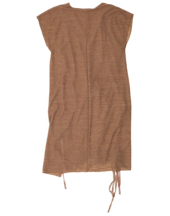 Abito a trapezio da donna Zara UK 10 piccolo in poliestere marrone