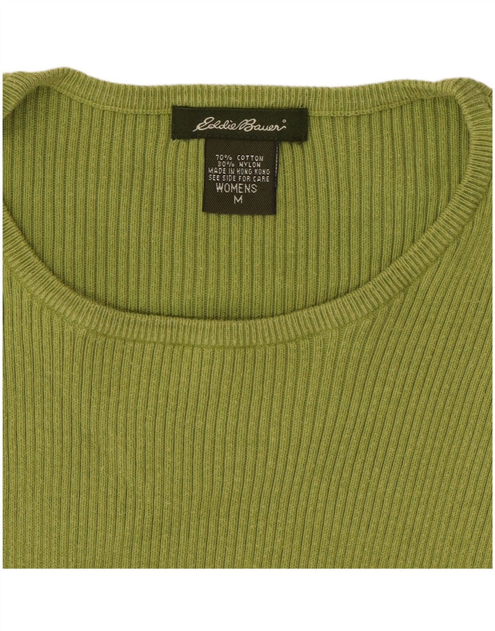 Eddie Bauer Top corto da donna a maniche lunghe UK 12 Cotone verde medio