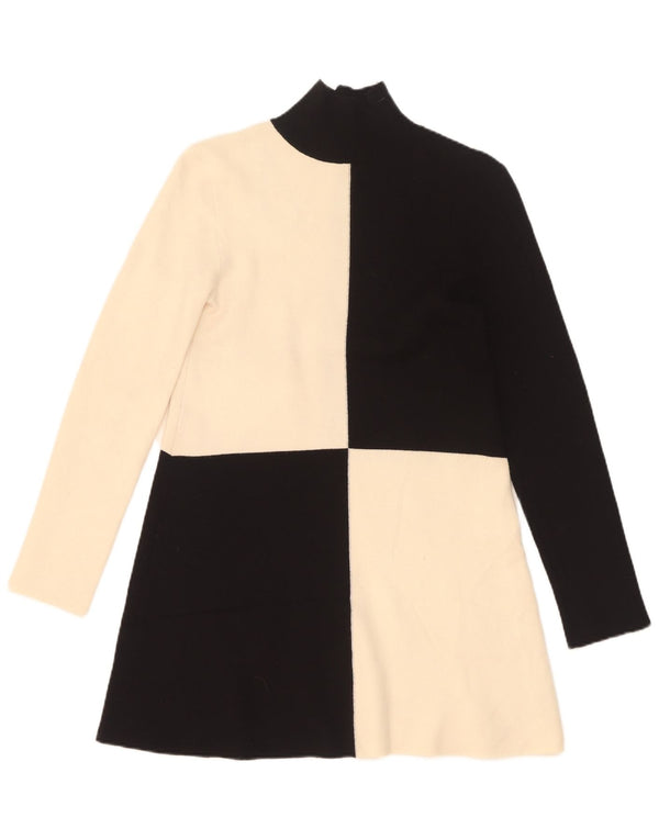 Abito maglione a maniche lunghe da donna Zara UK 8 Small in viscosa color block nero