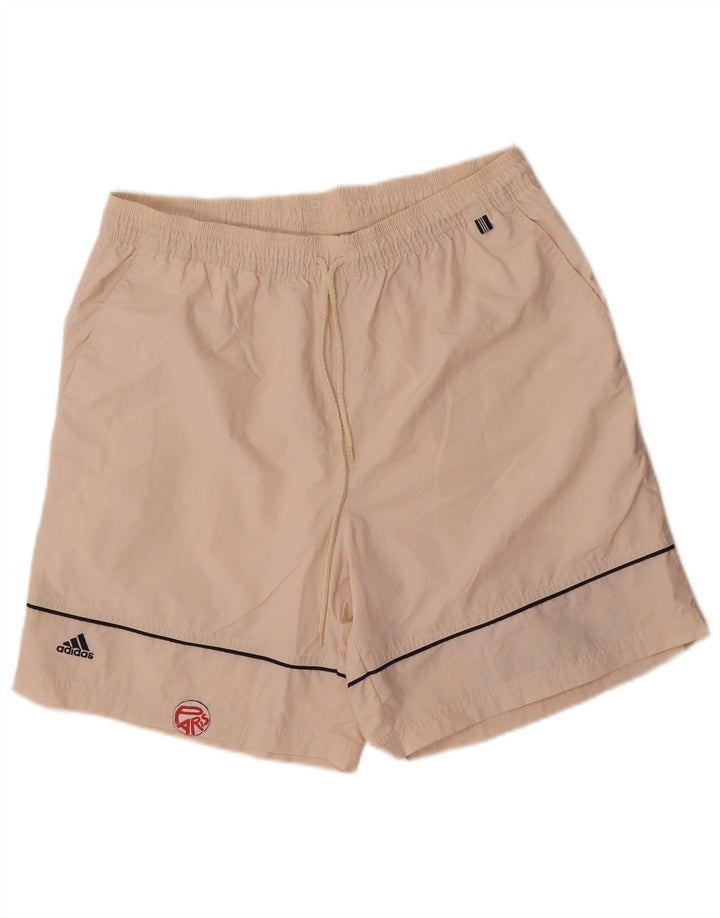 Pantaloncini sportivi grafici da uomo Adidas grandi in poliestere bianco sporco