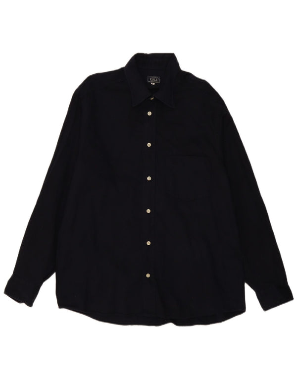 Camicia da uomo Rifle Large in cotone blu navy