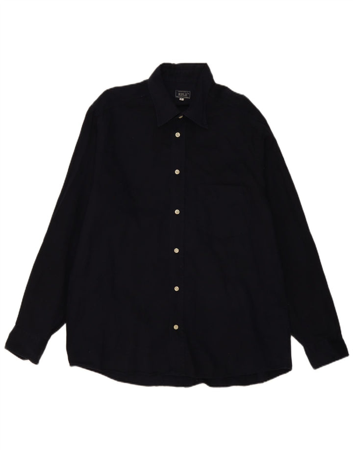 Camicia da uomo Rifle Large in cotone blu navy