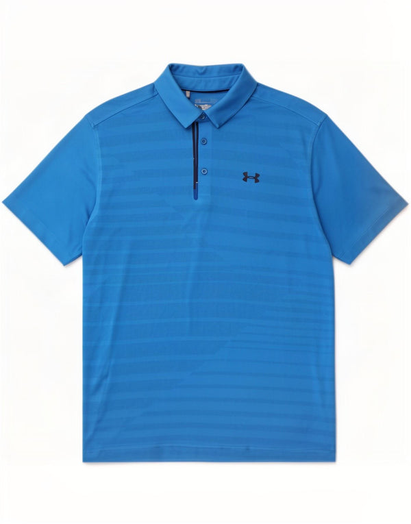 Polo Under Armour da uomo Heat Gear, grande in poliestere a righe blu