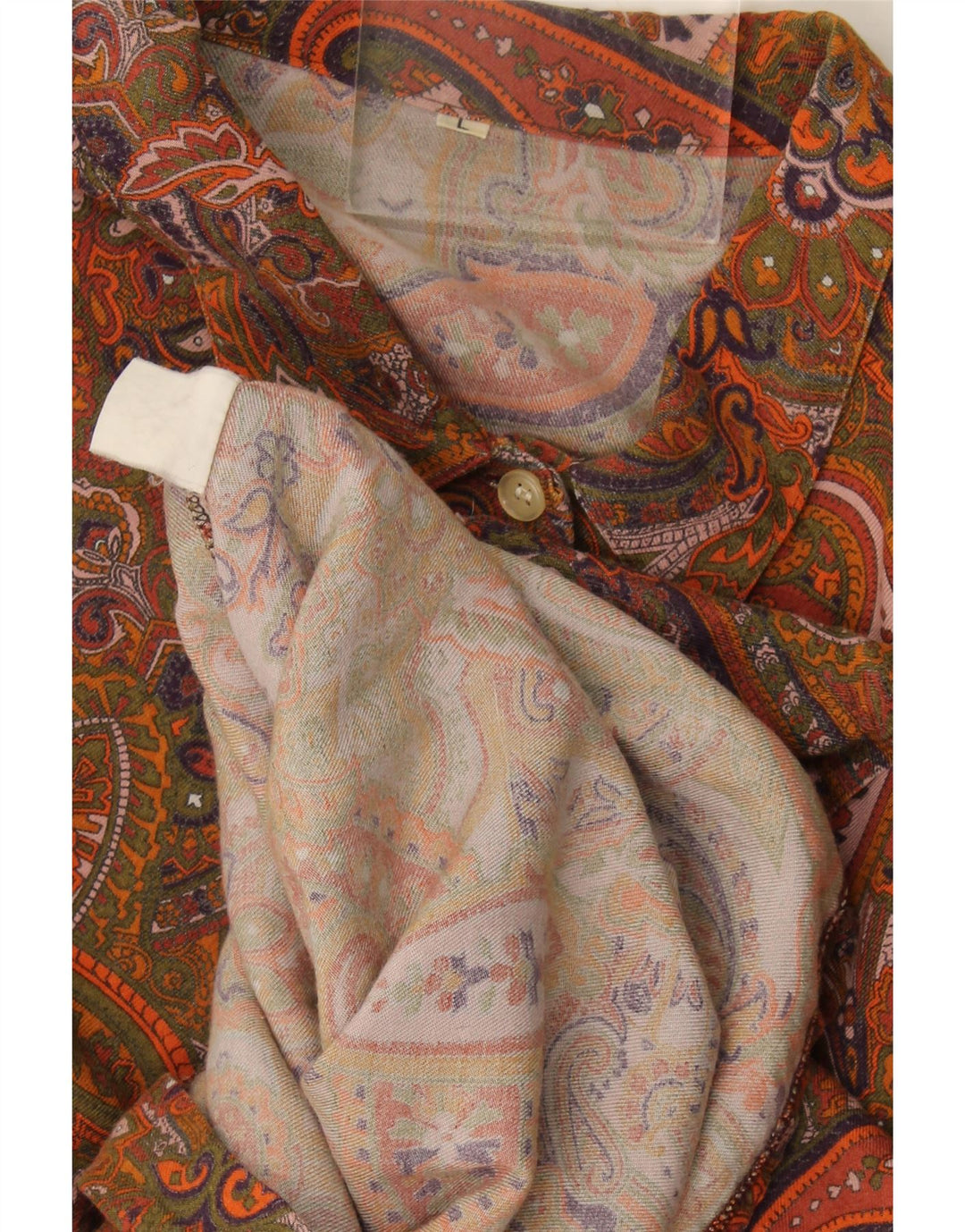 Camicia vintage da donna UK 16 grande motivo cachemire multicolore