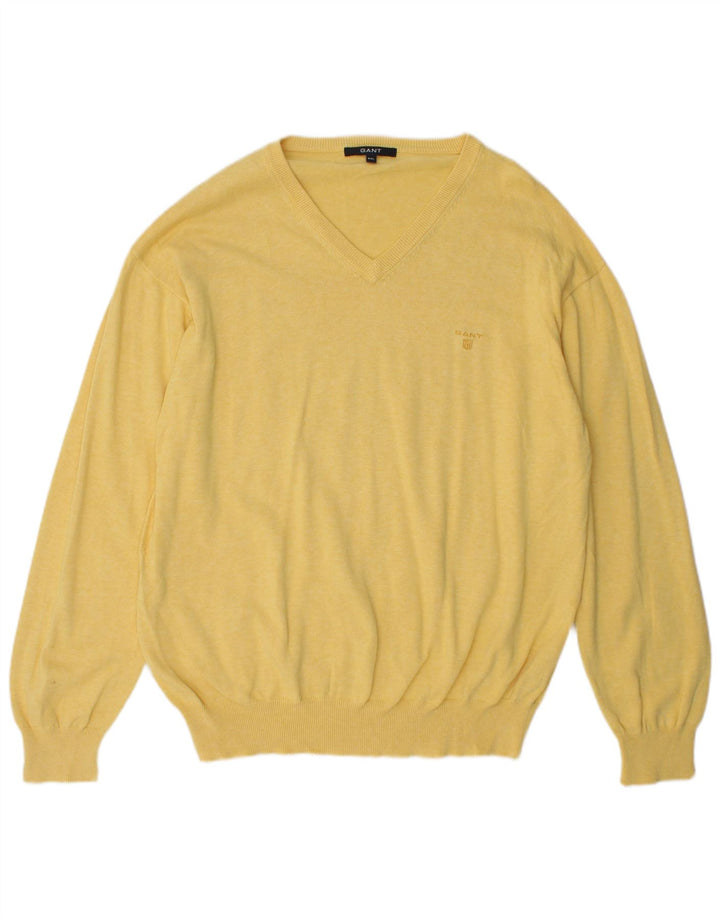 Gant Maglione da uomo con scollo a V 2XL cotone giallo