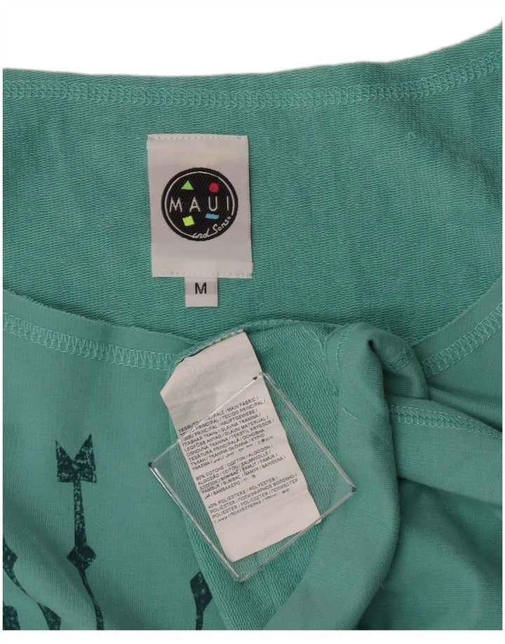 Top grafico corto da donna Maui and Sons manica 3/4 UK 14 turchese medio
