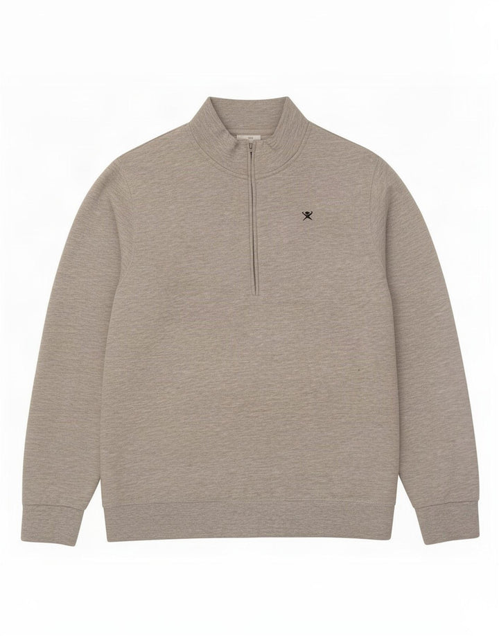 Felpa da uomo Hackett con vestibilità classica, collo con zip, grande grigio screziato