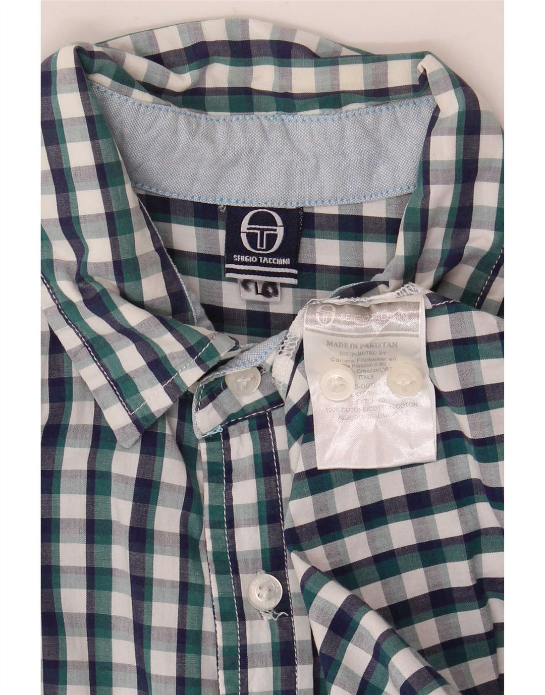 Camicia da uomo a maniche corte Sergio Tacchini grande in cotone a quadretti blu