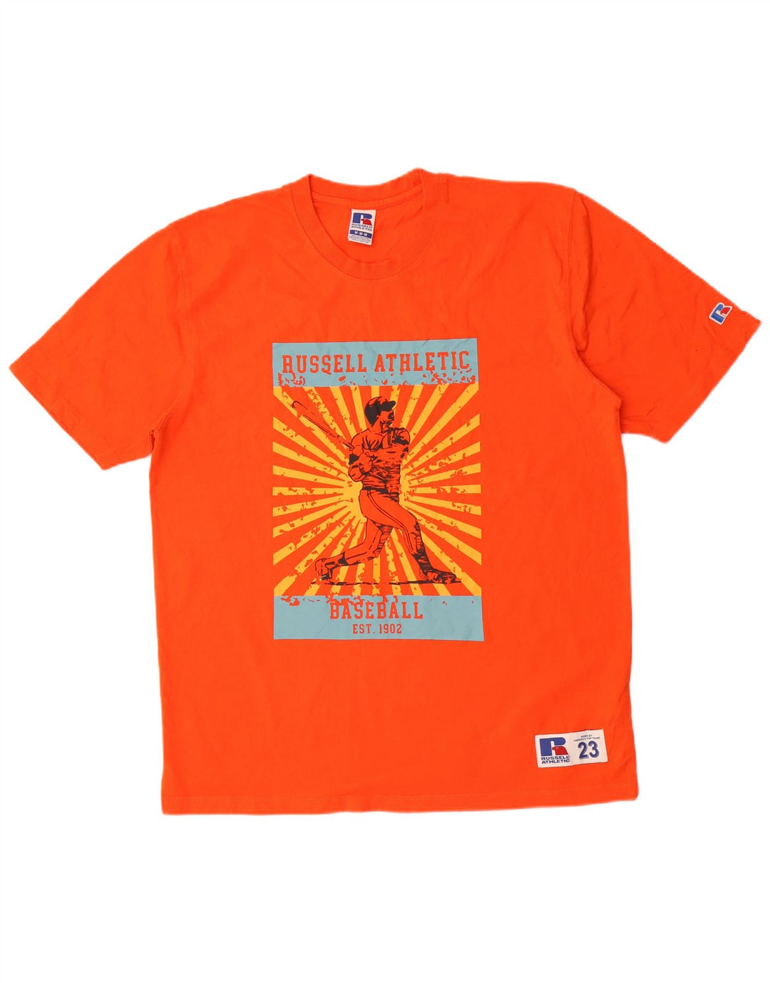 T-shirt grafica da uomo Russell Athletic Top in cotone arancione medio