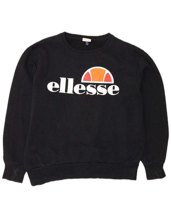 Felpa grafica da donna Ellesse Maglione UK 18 XL Cotone nero