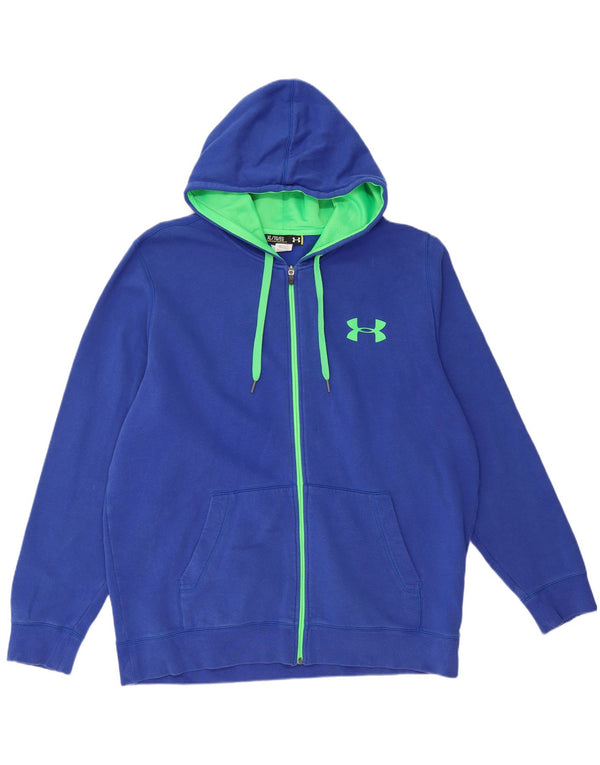 Felpa con cappuccio e zip da uomo UNDER ARMOUR XL in cotone blu