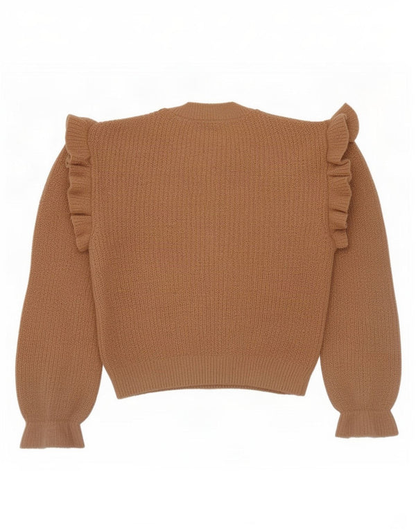 Zara Womens Loose Fit Crew Neck Jumper Sweater UK 14 Medium Beige