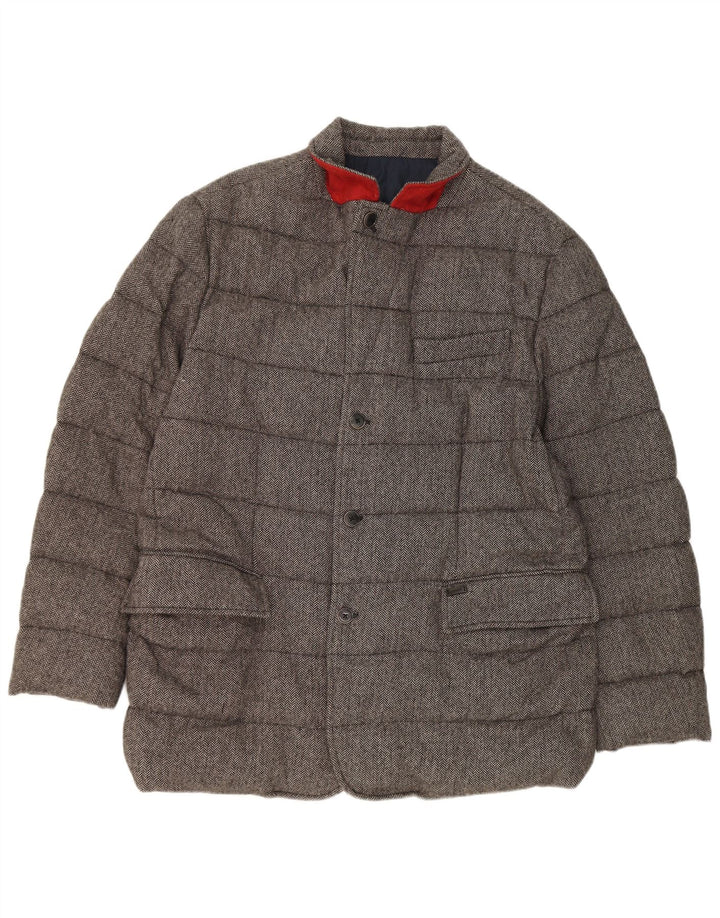 Giacca imbottita da uomo Tommy Hilfiger UK 44 2XL Lana a spina di pesce grigia