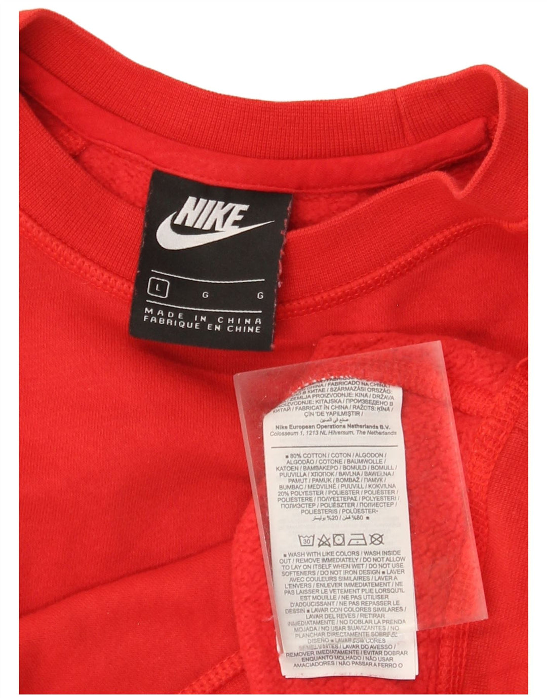 NIKE Felpa con grafica corta oversize da donna UK 16 Large Rosso