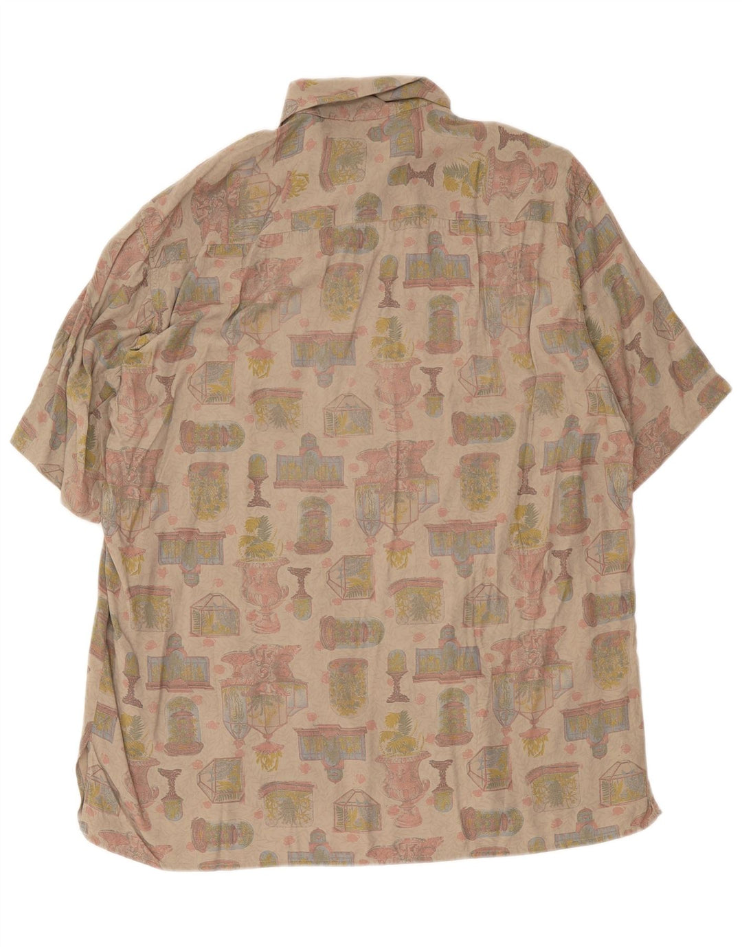 Camicia a maniche corte grafica da uomo Ingram XL in viscosa beige