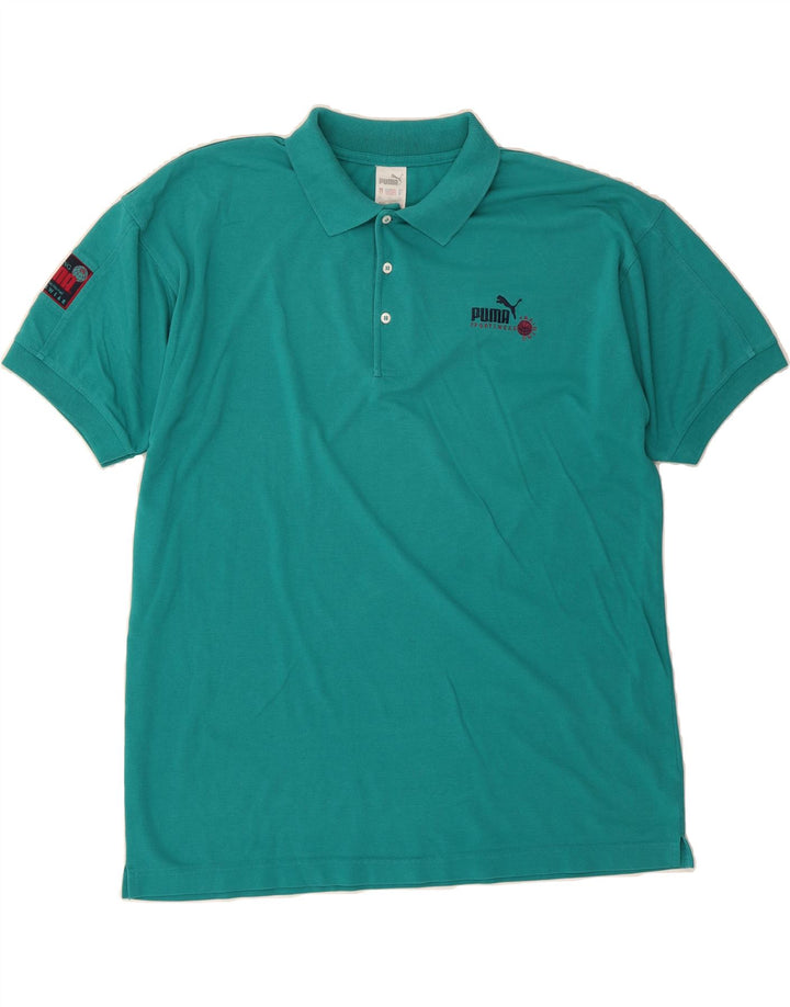 PUMA Mens Polo Shirt XL Turquoise Cotton Vintage Puma and Second-Hand Puma from Messina Hembry 