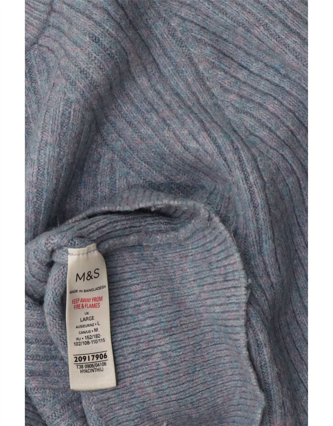 Maglione maglione a collo alto da donna Marks & Spencer UK 14 grande blu screziato