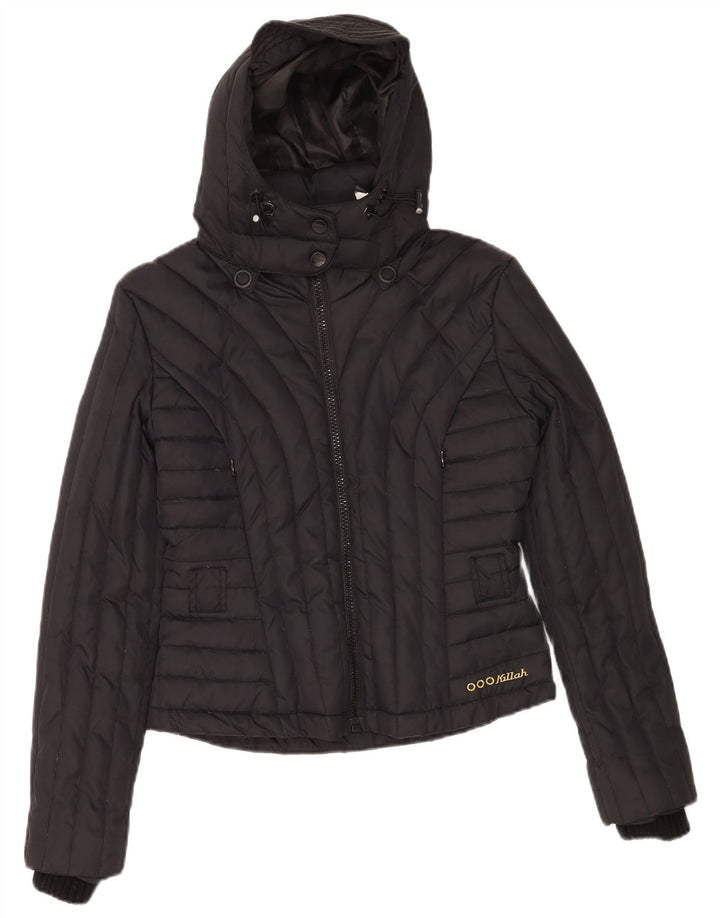 Giacca imbottita con cappuccio da donna Killah UK 14 nylon nero medio