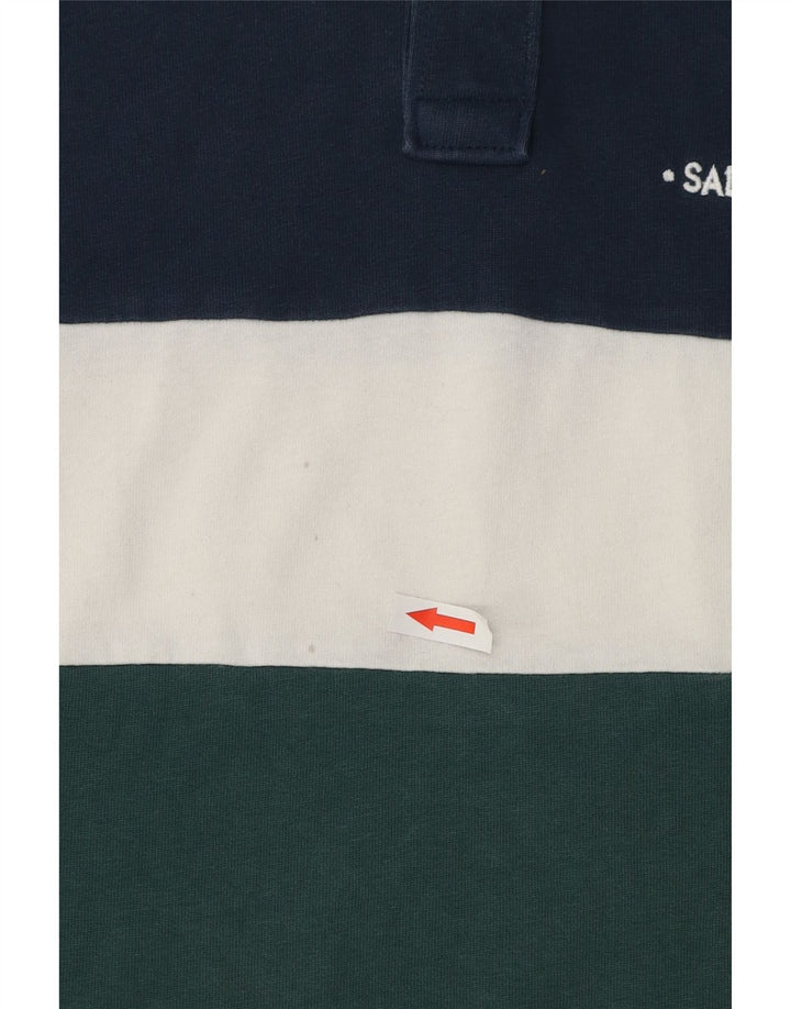 Crew Clothing Polo da uomo in cotone color block blu medio