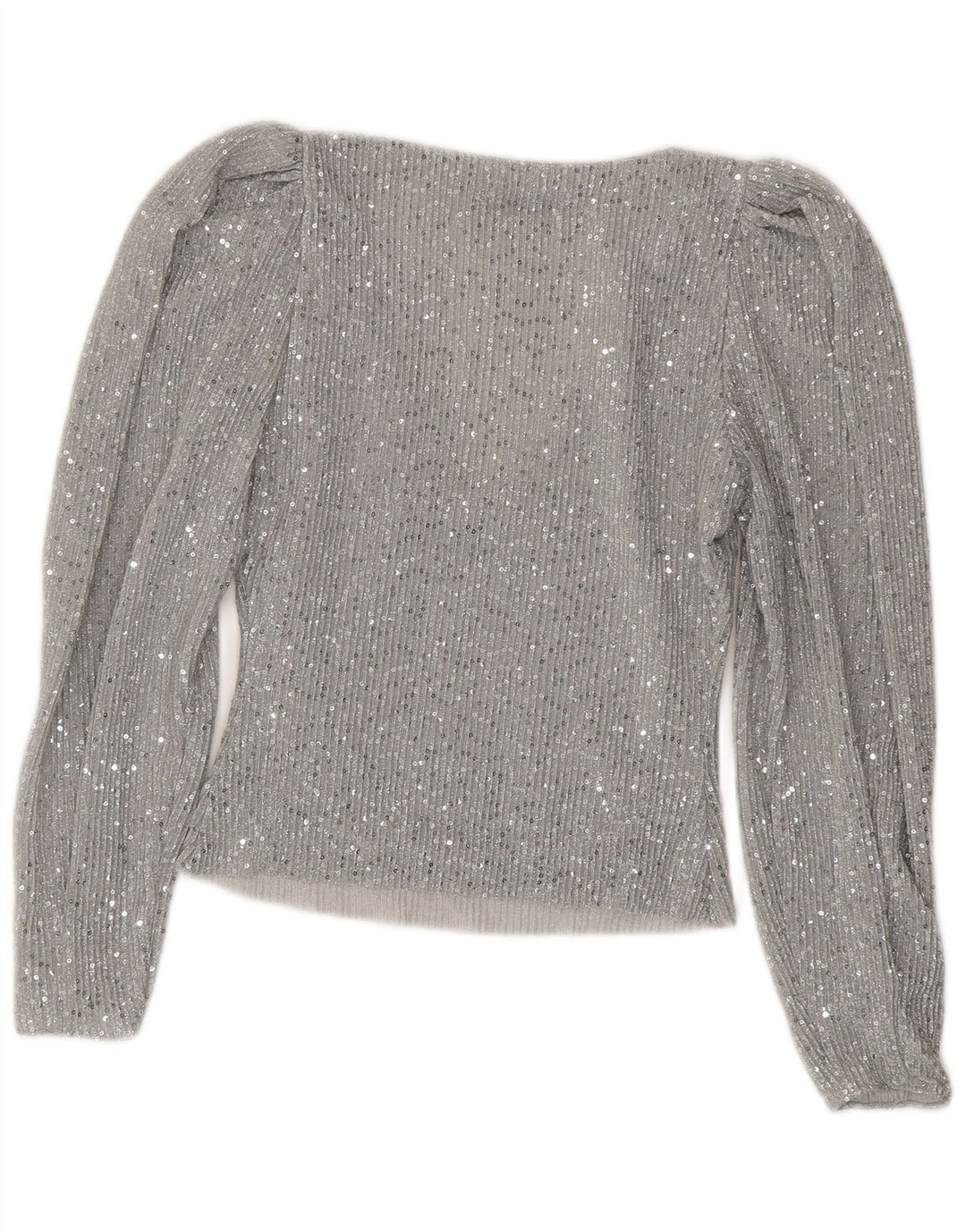 Top corto da donna Zara manica lunga UK 10 piccolo argento