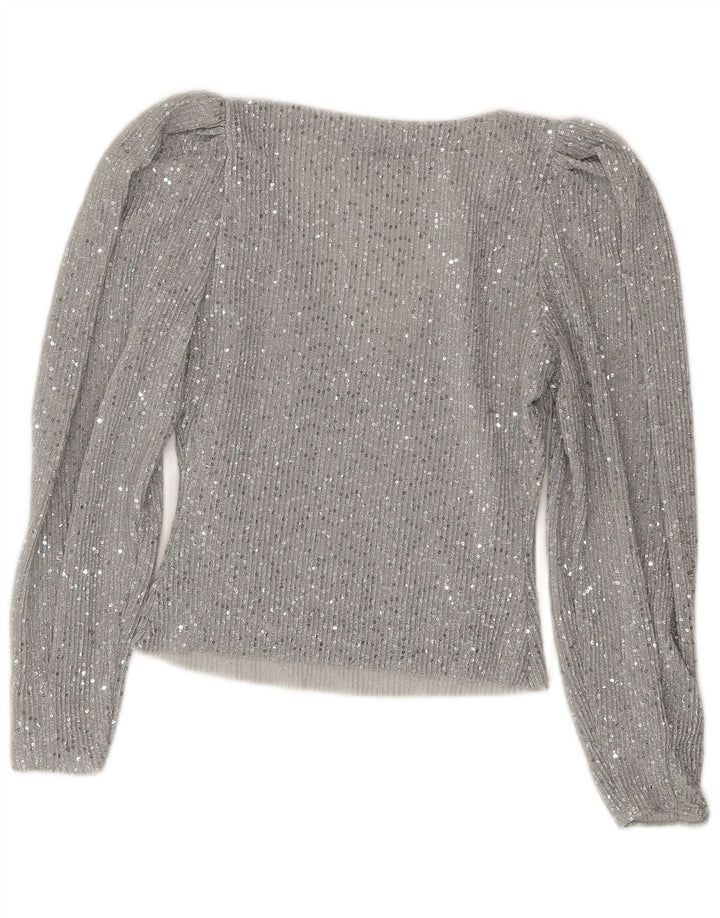 Top corto da donna Zara manica lunga UK 10 piccolo argento