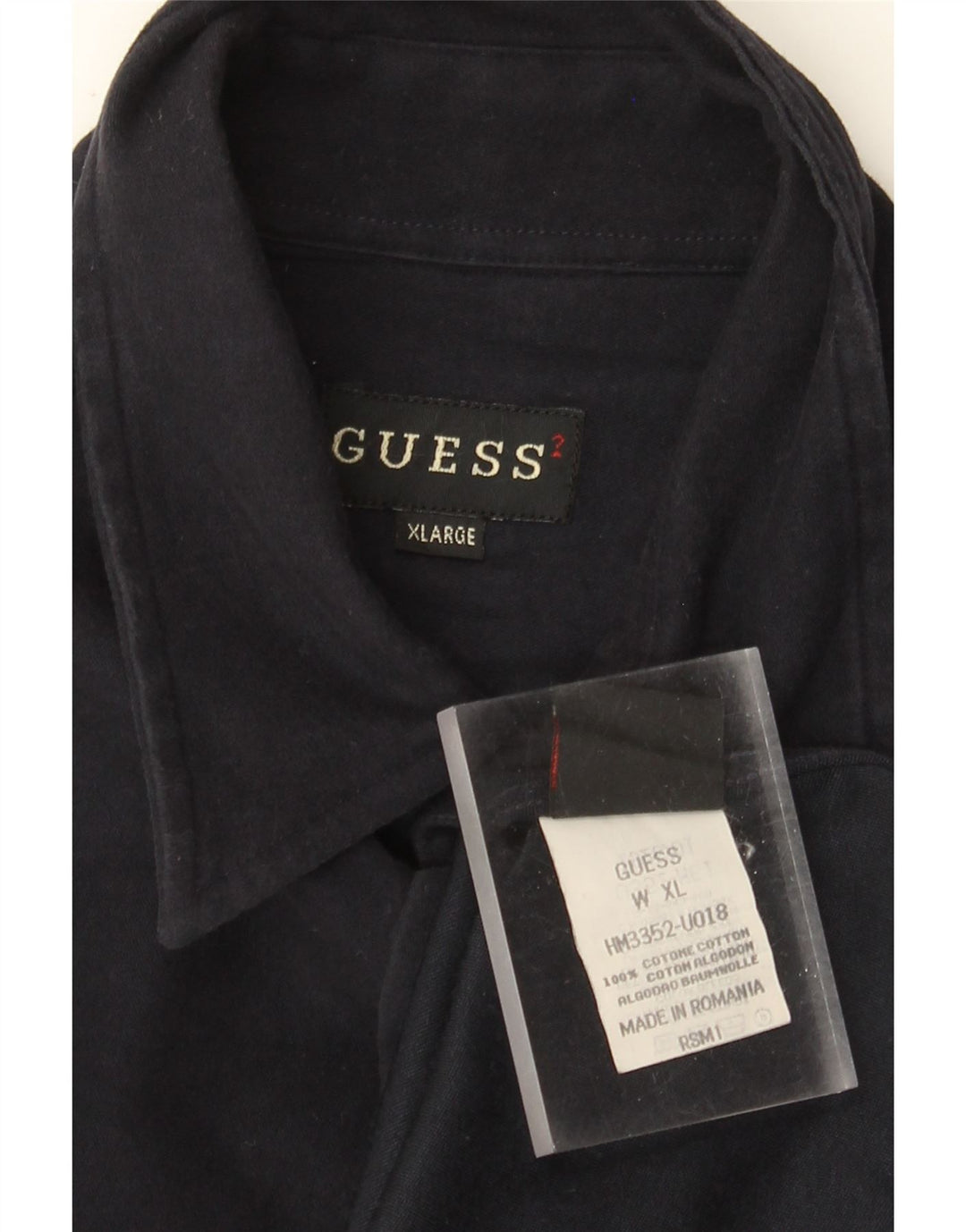 Camicia da uomo Guess XL in cotone blu navy