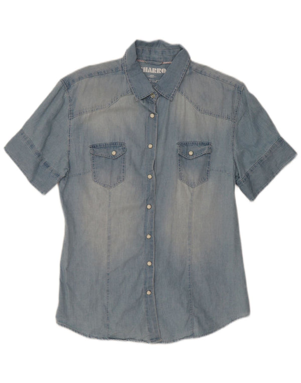 Charro Womens Short Sleeve Denim Shirt UK 18 XL Blue Cotton