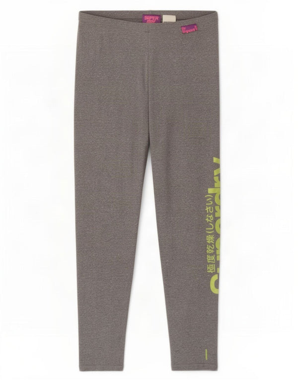 Leggings crop con grafica da donna Superdry UK 14 grande cotone chiazzato grigio