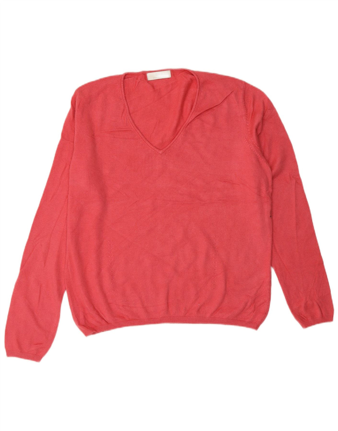 MARKS & SPENCER Maglione da donna con scollo a V UK 16 Large Rosa Viscosa