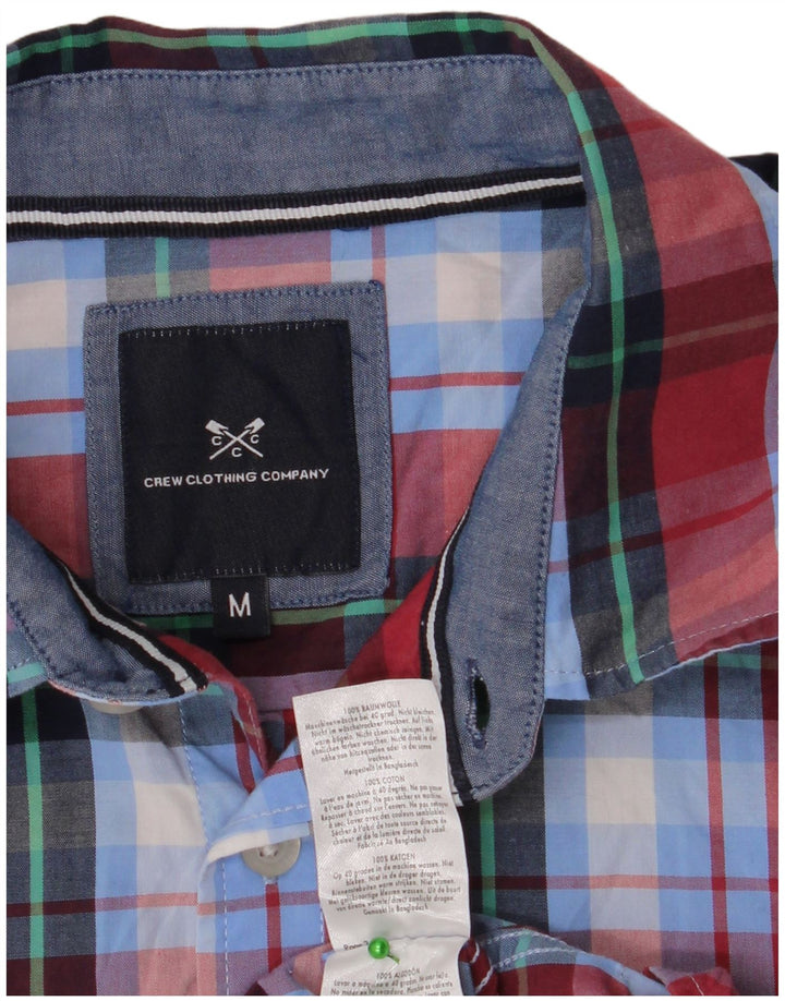 CREW CLOTHING Camicia da uomo a maniche corte in cotone a quadri blu medio