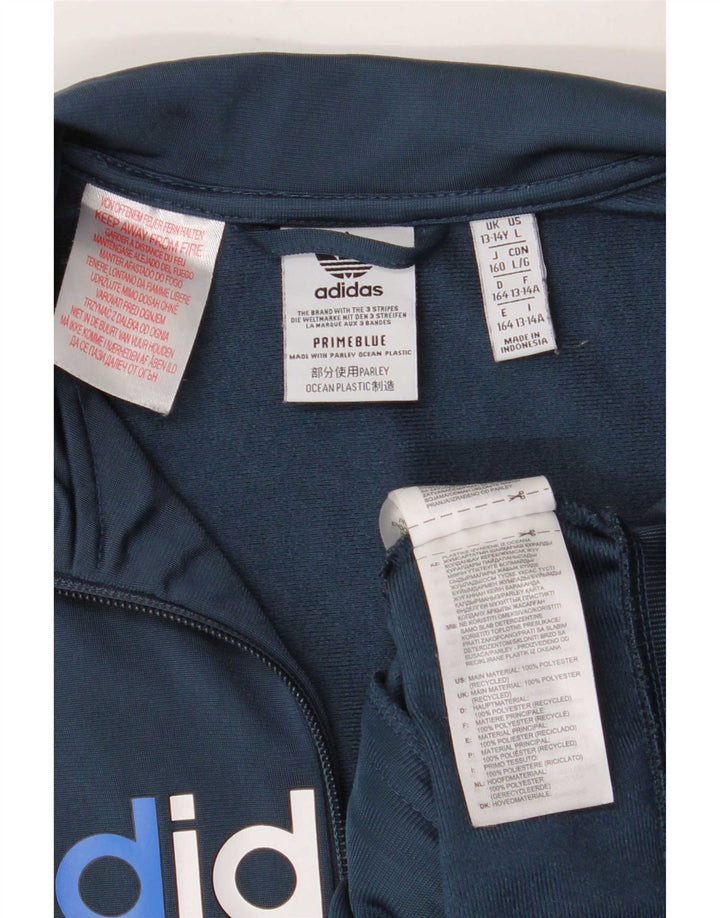 Giacca da ginnastica grafica da ragazzo Adidas 13-14 anni in poliestere blu navy