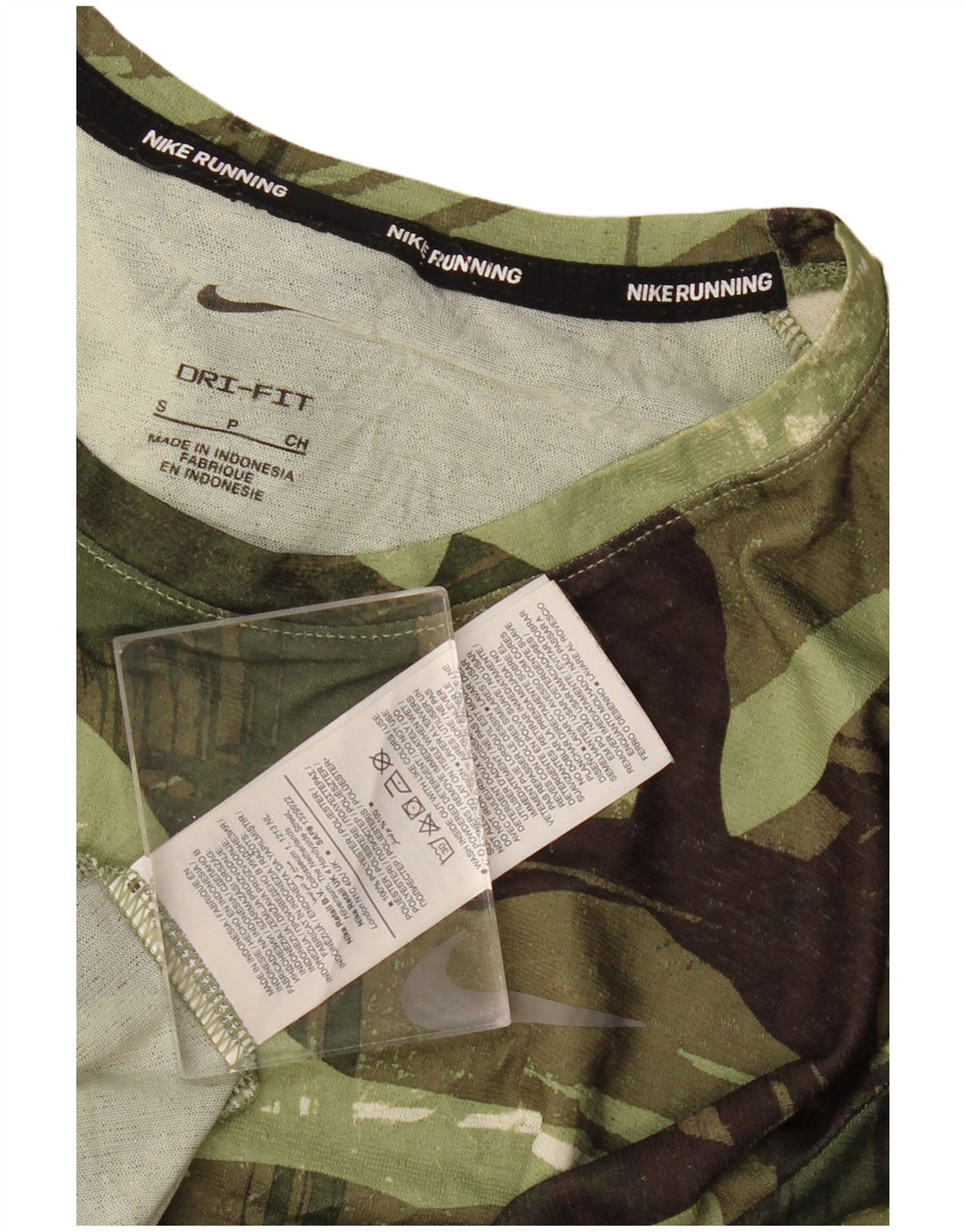 T-shirt Nike da uomo Dri Fit Top Small in poliestere geometrico kaki