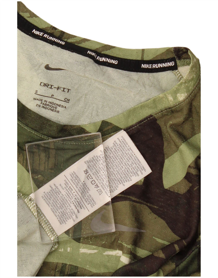 T-shirt Nike da uomo Dri Fit Top Small in poliestere geometrico kaki
