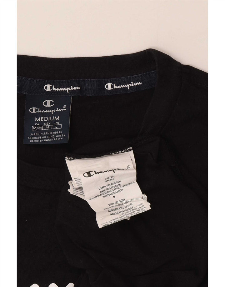 T-shirt grafica da uomo Champion Top in cotone nero medio