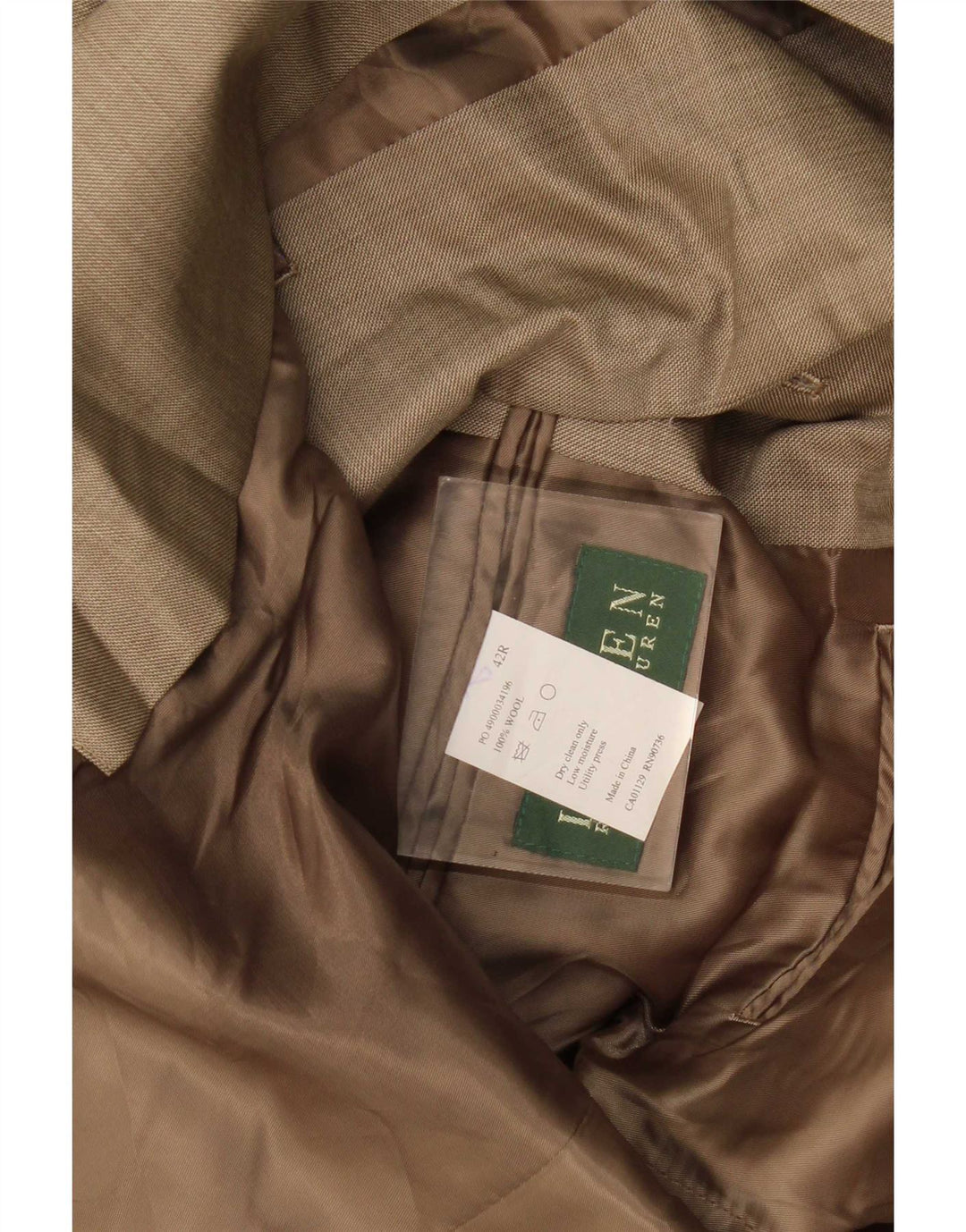 Giacca blazer da uomo a 2 bottoni Ralph Lauren UK 42 grande lana beige