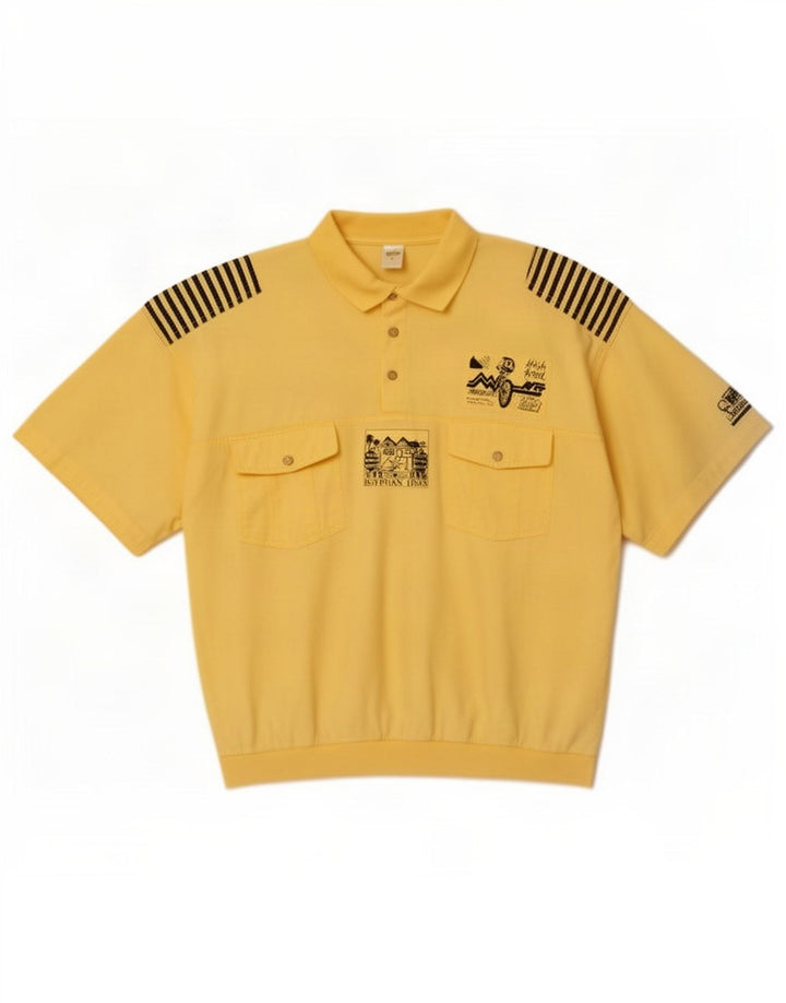Camicia pullover grafica da uomo a maniche corte C&A, cotone a righe grandi gialle