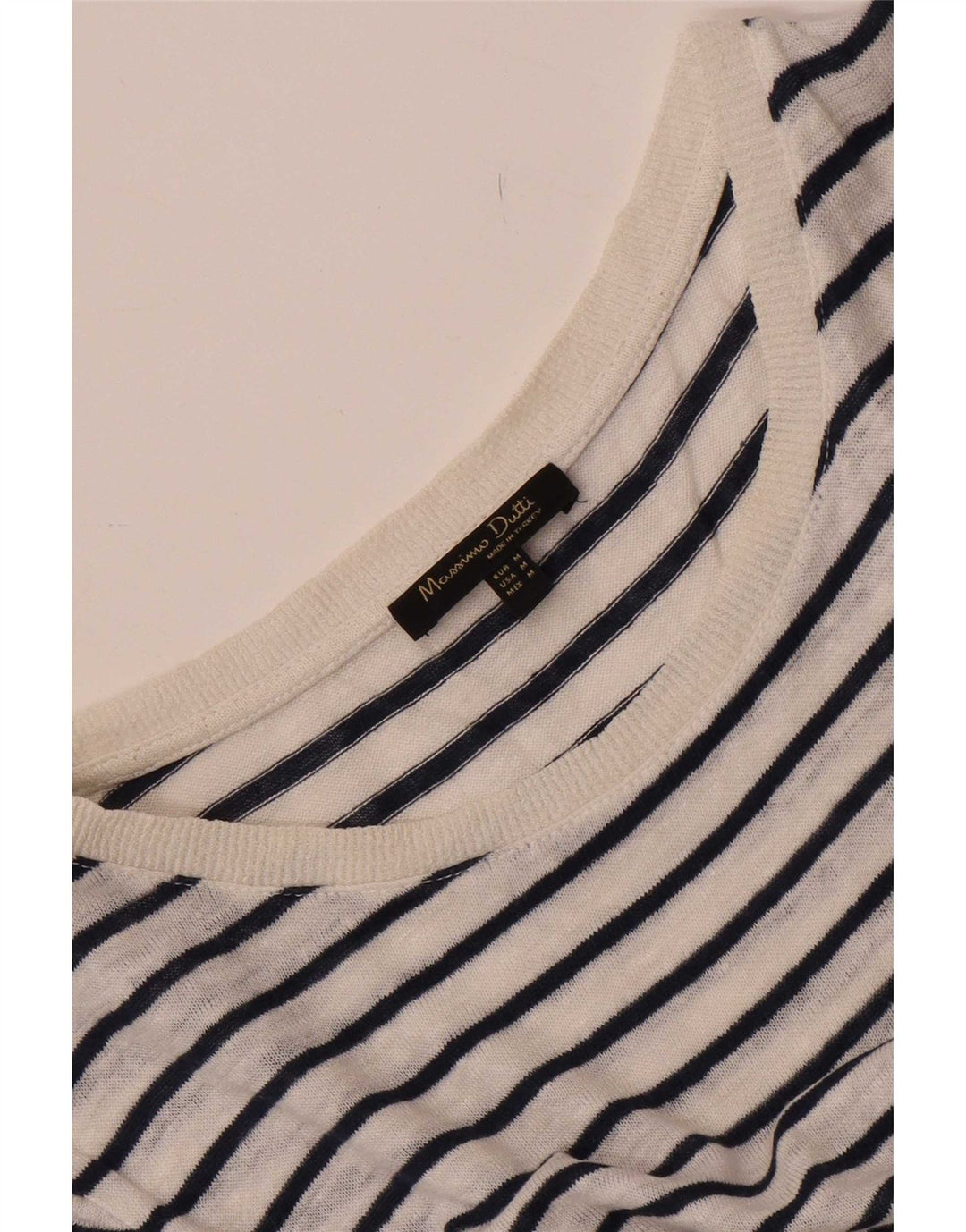 T-shirt da donna Massimo Dutti Top UK 14 a righe bianche medie