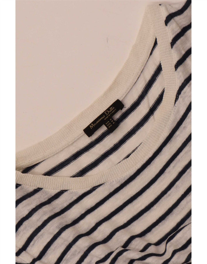 T-shirt da donna Massimo Dutti Top UK 14 a righe bianche medie