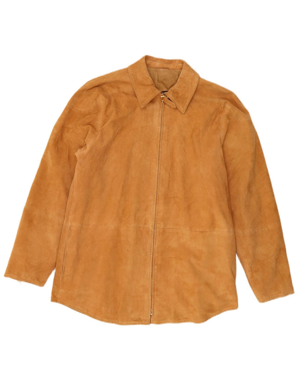 Giacca in pelle scamosciata da donna Escada UK 14 in pelle marrone medio