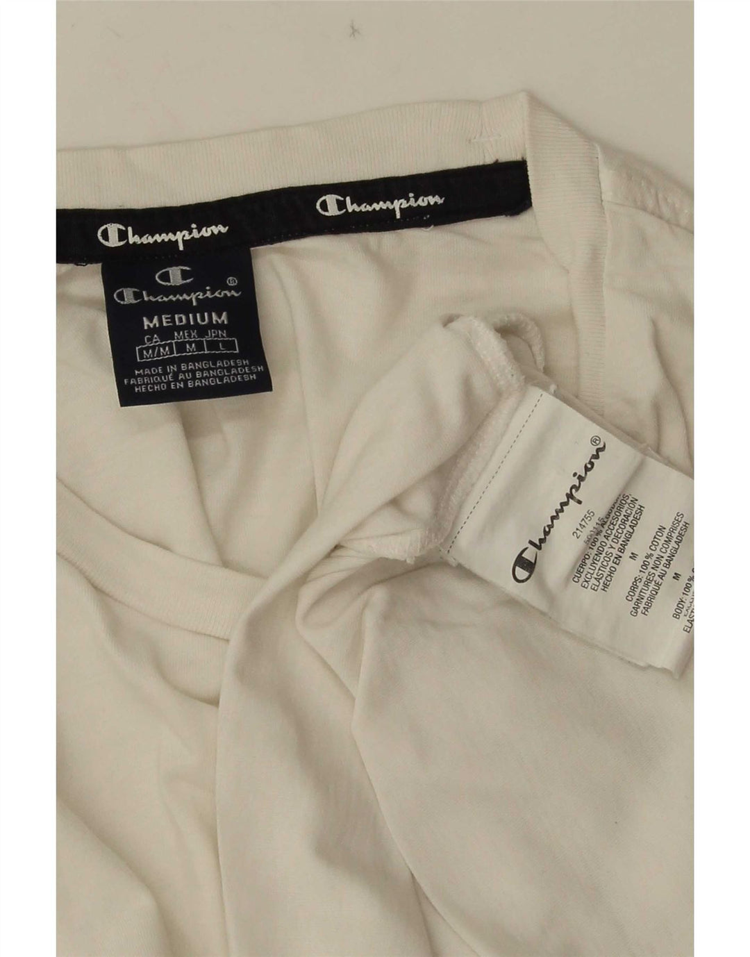 T-shirt da uomo Champion Top in cotone bianco medio