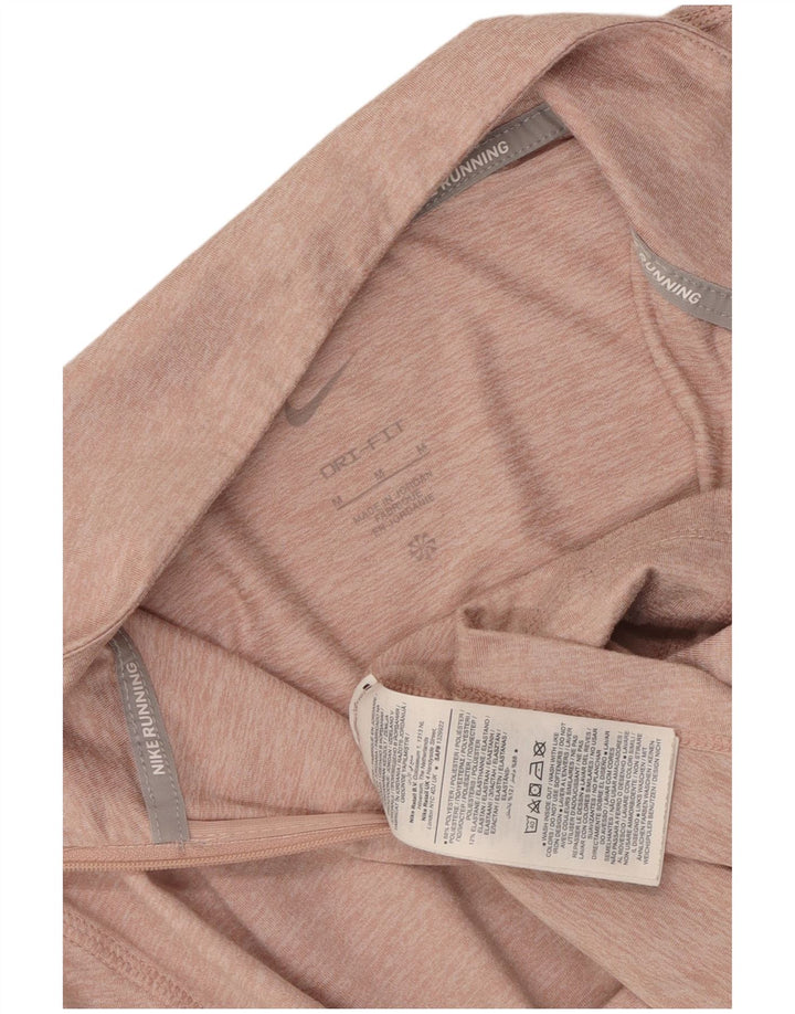 Top della tuta da ginnastica Nike Dri Fit con collo e zip da donna UK 14 Rosa medio