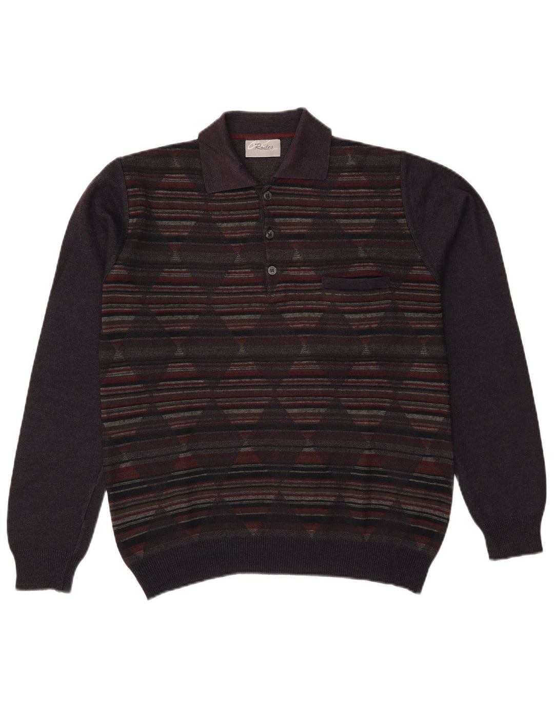 Rodes maglione da uomo con collo alto, grande, blu navy, lana a rombi/diamante