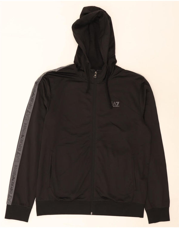Felpa con cappuccio e zip grafica da uomo Emporio Armani XL color block nero