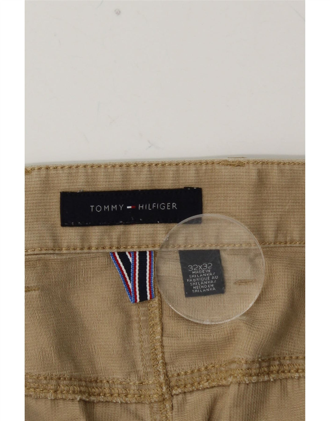 TOMMY HILFIGER Pantaloni casual dritti da uomo W32 L32 Cotone beige