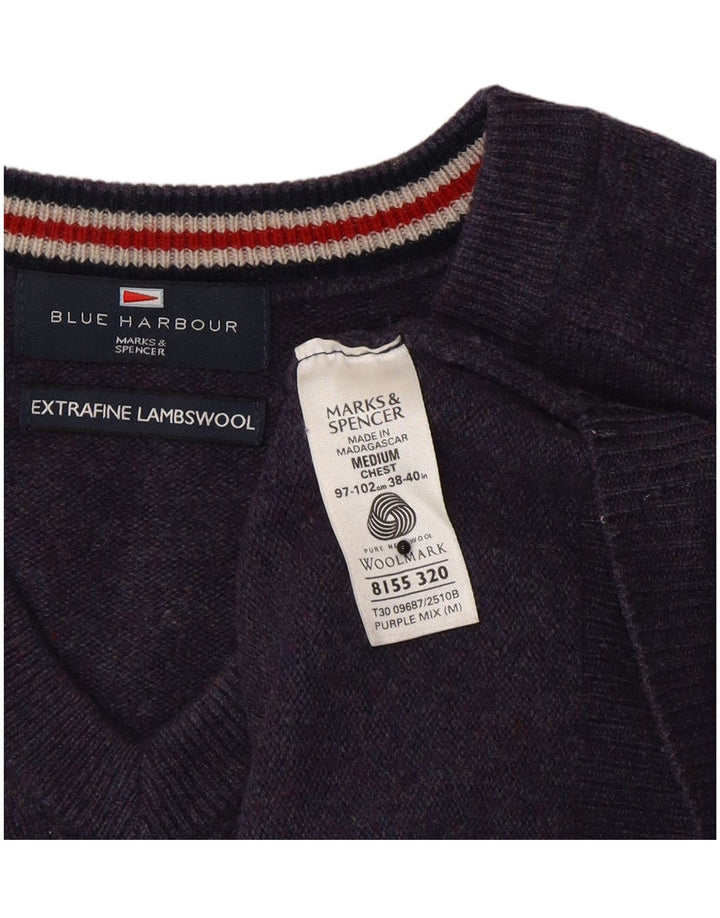 Maglione da uomo con scollo a V blu Harbour Marks & Spencer viola medio