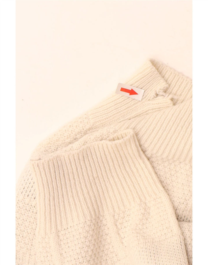 Maglione maglione girocollo vintage da uomo XL bianco a rombi/diamante