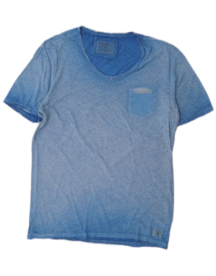 Guess T-shirt da uomo Top grande blu screziato