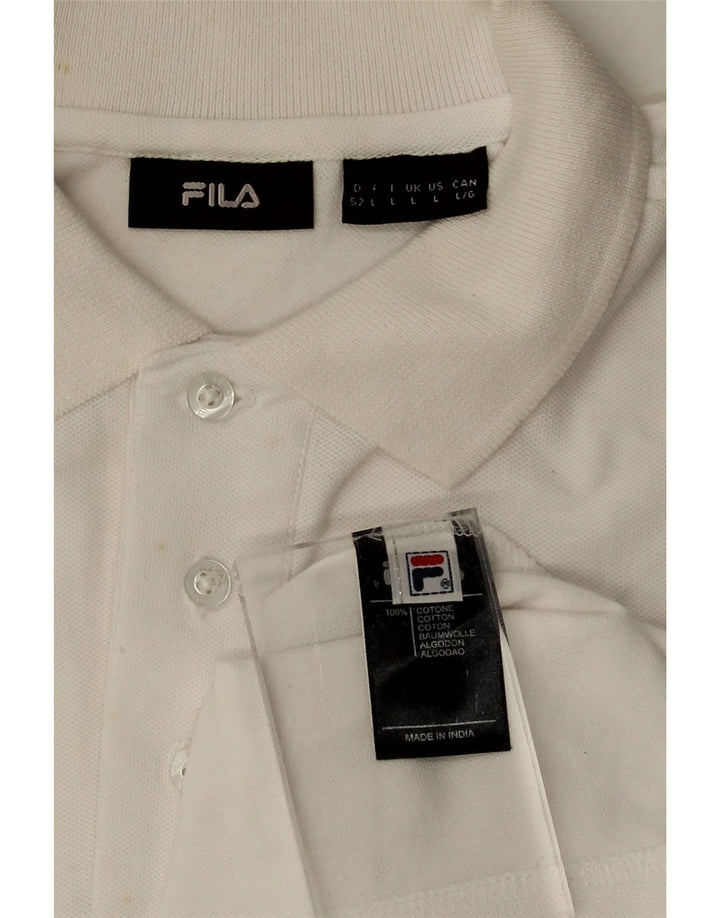 FILA Mens Polo Shirt Large White Cotton Vintage Fila and Second-Hand Fila from Messina Hembry 