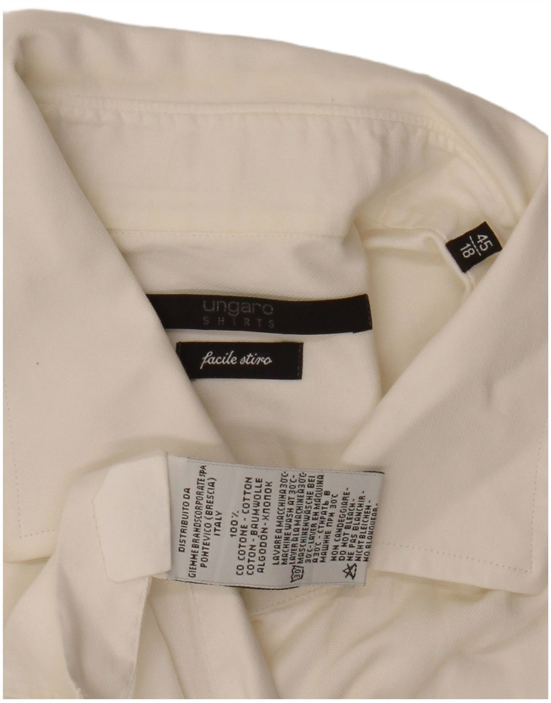 Camicia da uomo Ungaro Taglia 45 18 2XL Cotone bianco